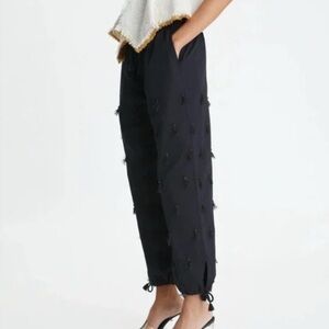 Tory Burch Poplin Pants with Tassels Drawstring Waist